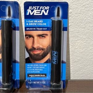 Just For Men 1-Day Beard & Brow Color 0.3 fl oz Darkest Brown / Black Lot Of 2